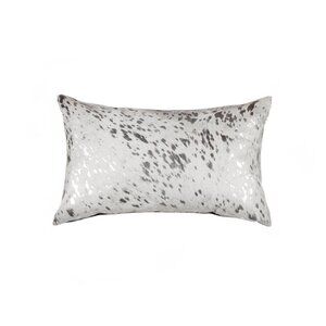 Natural Home Decor Torino Scotland Cowhide Pillow | 1-Piece | Grey & silver